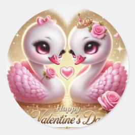 Schattigee Valentijnsdag Roze Zwaan Sticker