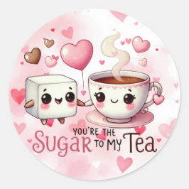 Schattigee Valentijnsdag suiker voor mijn thee Ronde Sticker
