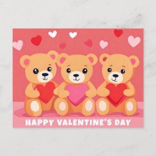 Schattigee Valentijnsdag Teddy Bear Hart Roze Rood Briefkaart