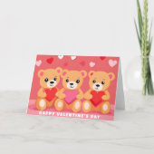 Schattigee Valentijnsdag Teddy Bear Hart Roze Rood Kaart (Voorkant)