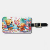 Schattigee Valentijnsdag Teddy Bear Heart Snoepjes Bagagelabel (Voorkant horizontaal)