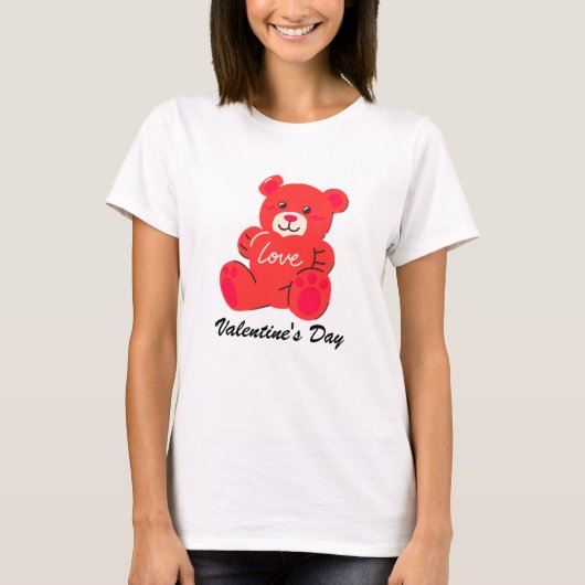 Schattigee Valentijnsdag Teddy Bear T-shirt - Perf (Voorkant)