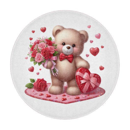 Schattigee Valentijnsdag teddybeer snijplank (Voorkant)