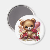 Schattigee Valentijnsdag Teddybeer thema magneet (Voorkant / Achterkant)