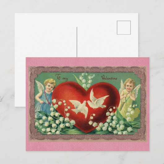 Schattigee Valentijnsdag Victoriaans Angel Heart Briefkaart (Voorkant / Achterkant)