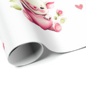 Schattigee Valentijnsdag Waterverf Biggen op Wit Cadeaupapier (Rol Hoek)