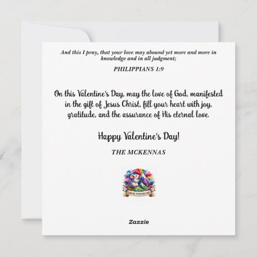 Schattigee Valentijnsdag Waterverf Muis Roze Bloem Feestdagenkaart (Achterkant)