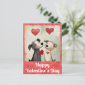 Schattigee Valentijnsdag Waterverf Puppy Hondenhar Briefkaart (Staand voorkant)