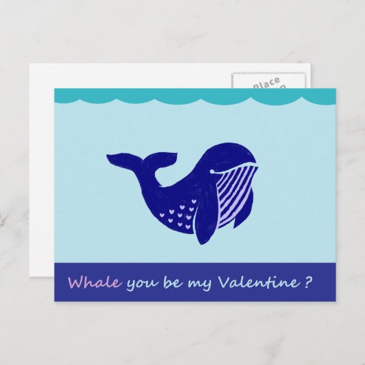Schattigee Valentijnsdag Whale Funny Briefkaart (Voorkant / Achterkant)