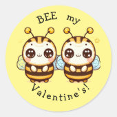 SCHATTIGEE VALENTIJNSE BIJEN RONDE STICKER (Voorkant)