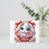 Schattigee Valentijnse Bunny Post Holiday Kaart (Staand voorkant)