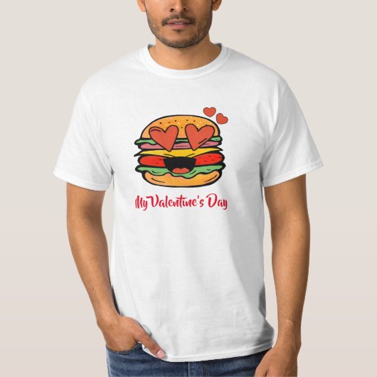 Schattigee Valentijnse hamburger T-shirt (Voorkant)