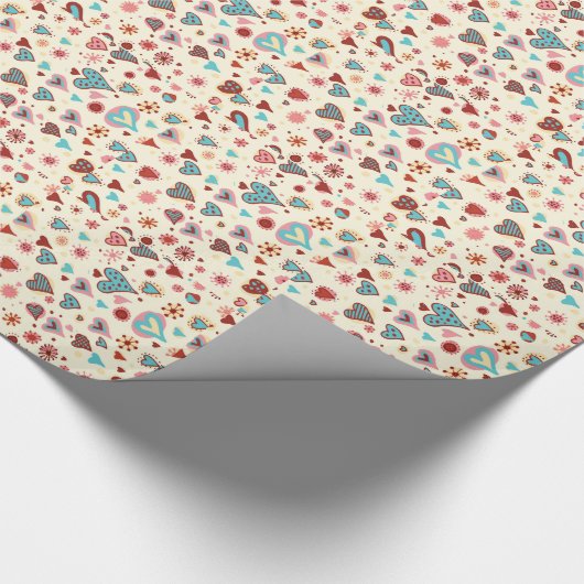 Schattigee Valentijnse hartenpatronen Cadeaupapier (Hoek)