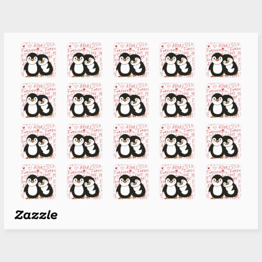 Schattigee Valentijnse pinguïn Stickers (Vel)