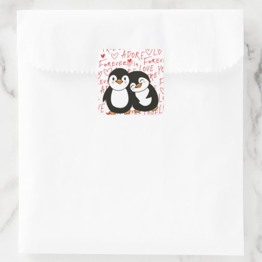 Schattigee Valentijnse pinguïn Stickers (Tas)