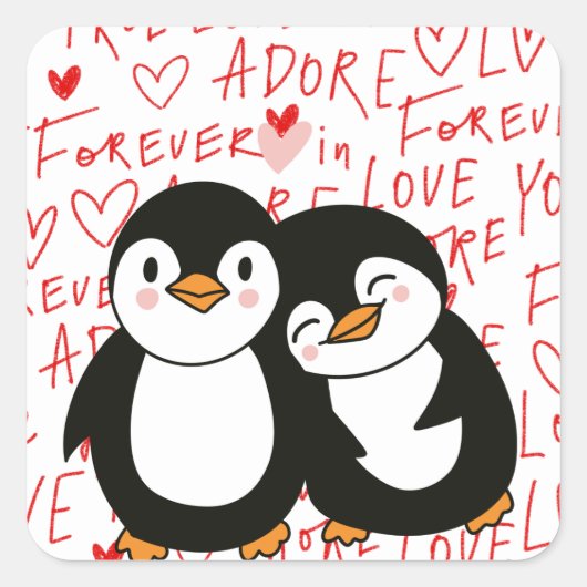 Schattigee Valentijnse pinguïn Stickers (Voorkant)