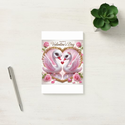 Schattigee Valentijnse Pink Swan Post-It Notes (Kantoor)
