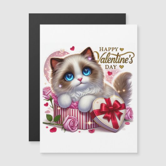 Schattigee Valentijnse Ragdoll Cat Magnetische Kaa (Voorkant / Achterkant)
