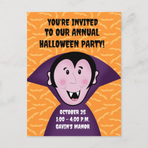 Schattigee Vampier Dracula Halloween Party Invite Briefkaart