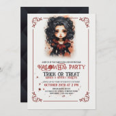 Schattigee vampier Gothic meisje Halloween Kaart (Voorkant / Achterkant)