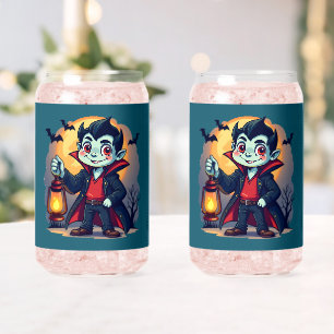 Schattigee Vampier met Lantaarn Kawaii Halloween Blikvorm Glas