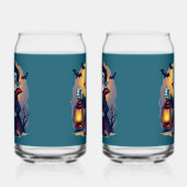 Schattigee Vampier met Lantaarn Kawaii Halloween Blikvorm Glas (Links)