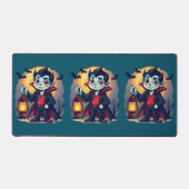 Schattigee Vampier met Lantaarn Kawaii Halloween Bureaumat (Voorkant)