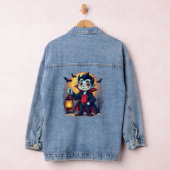 Schattigee Vampier met Lantaarn Kawaii Halloween Denim Jacket (Hangar)