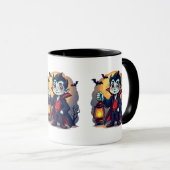 Schattigee Vampier met Lantaarn Kawaii Halloween Mok (Voorkant rechts)