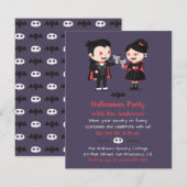 Schattigee Vampier Paar Halloween Party Uitnodigin Kaart (Voorkant / Achterkant)