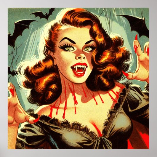 Schattigee Vampier Pin-up Poster (Voorkant)