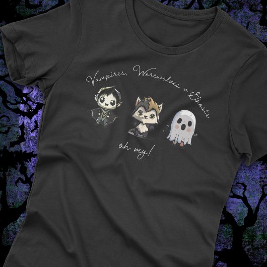 Schattigee Vampier, Weerwolf en Ghost Halloween T-shirt