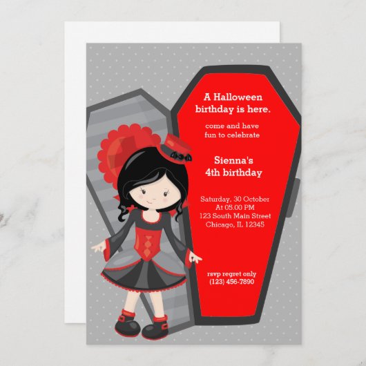 Schattigee vampierverjaardag kaart (Voorkant / Achterkant)