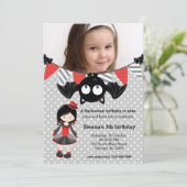 Schattigee vampierverjaardag met een foto kaart (Staand voorkant)