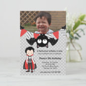 Schattigee vampierverjaardag met een foto kaart (Staand voorkant)