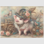 Schattigee Varken Waterverf Victoriaans Steampunk Tissuepapier (Voorkant)