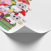 Schattigee Varkens en Schapen Kerstboom Cadeaupapier (Hoek)