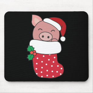 Schattigee varkens in kerstkousen voor kerstvarken muismat