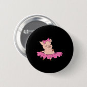 Schattigee Varkenshouderij Roze Dansende Danser Pe Ronde Button 5,7 Cm (Voorkant /achterkant)