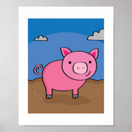 Schattigee Varkensillustratie Kinder Boerderij Ani Poster