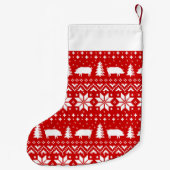 Schattigee varkenssilhouetten kerstpatroon feestel kleine kerstsok (Achterkant)