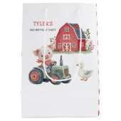 Schattigee Varkenstractor Boerderij Animal Verjaar Medium Cadeauzakje (Achterkant)