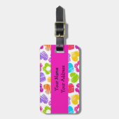 Schattigee veelkleurige bloemen en harten girly pa bagagelabel (Voorkant verticaal)