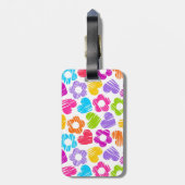 Schattigee veelkleurige bloemen en harten girly pa bagagelabel (Achterkant verticaal)