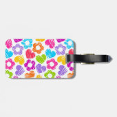 Schattigee veelkleurige bloemen en harten girly pa bagagelabel (Achterkant horizontaal)