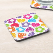 Schattigee veelkleurige bloemen en harten girly pa drankjes onderzetter (Linkerzijde)