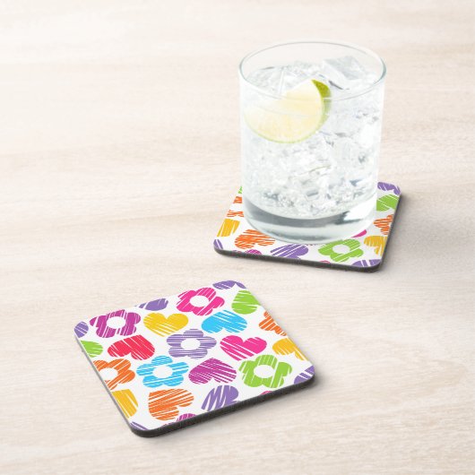 Schattigee veelkleurige bloemen en harten girly pa drankjes onderzetter (Rechterzijde)