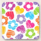 Schattigee veelkleurige bloemen en harten girly pa drankjes onderzetter (Voorkant)