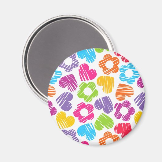 Schattigee veelkleurige bloemen en harten girly pa magneet (Voorkant / Achterkant)