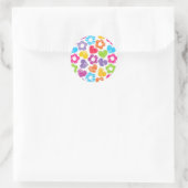 Schattigee veelkleurige bloemen en harten girly pa ronde sticker (Tas)